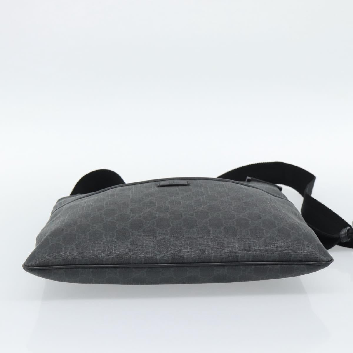 GUCCI GG Supreme Shoulder Bag PVC Black Silver 162904 Auth 189839