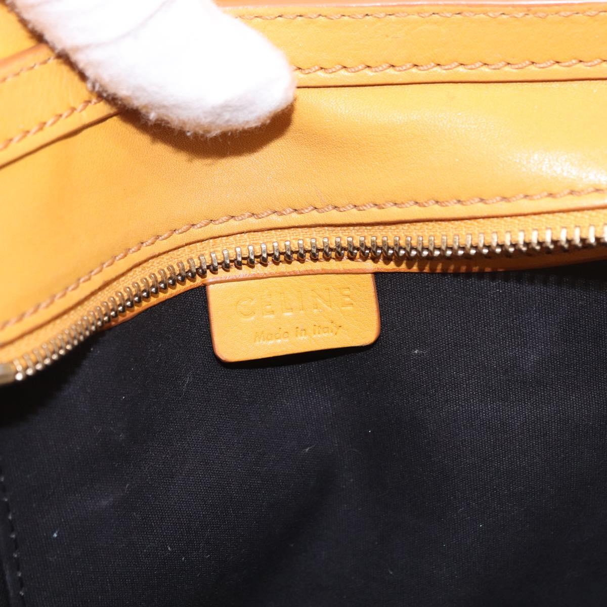 CELINE Luggage Nano Shopper Hand Bag Leather 2way Yellow Gold Auth 189842A