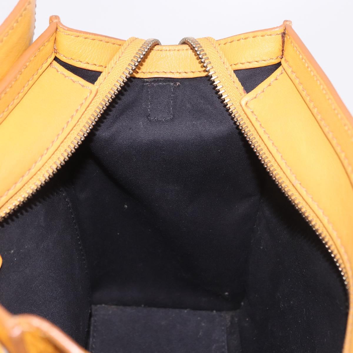 CELINE Luggage Nano Shopper Hand Bag Leather 2way Yellow Gold Auth 189842A