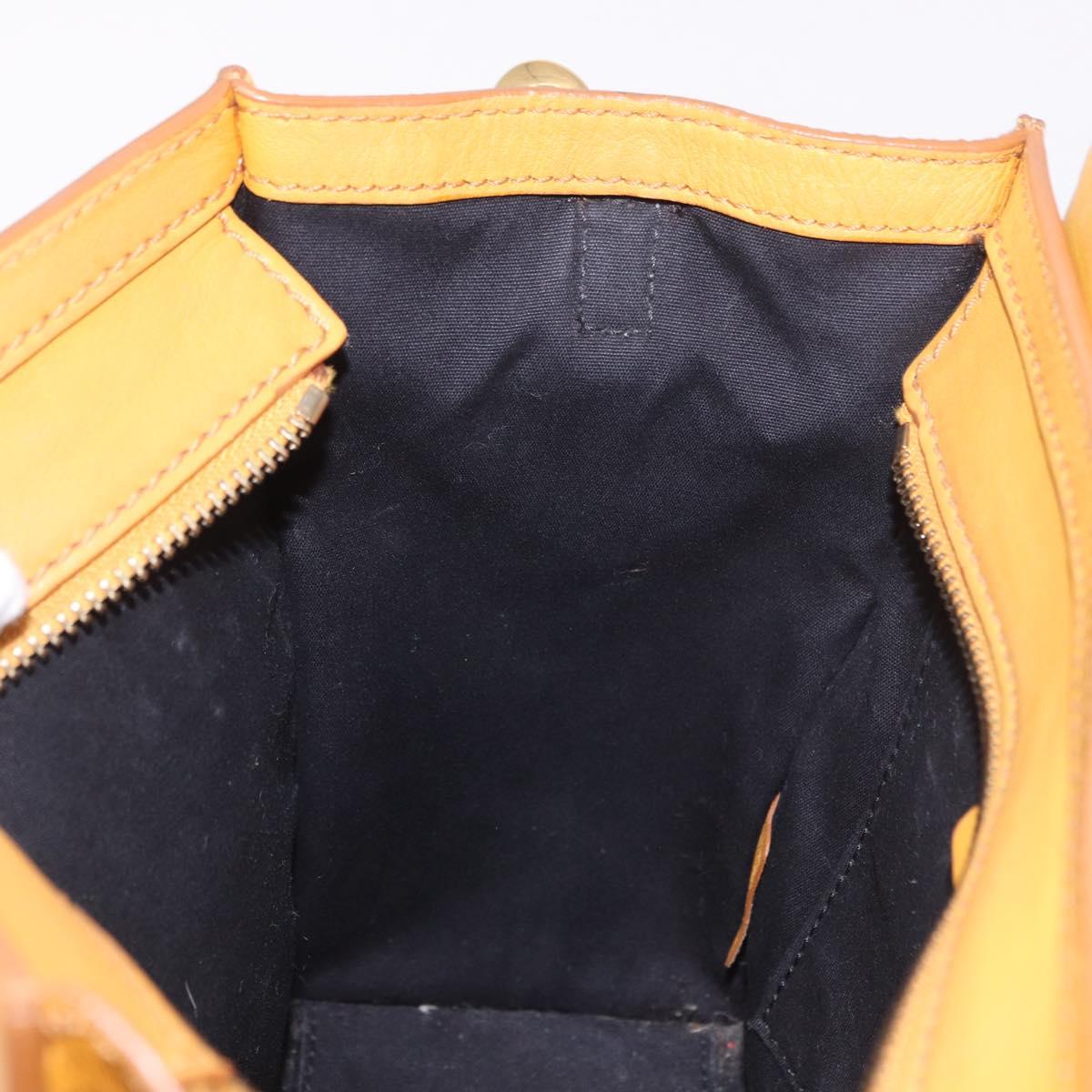 CELINE Luggage Nano Shopper Hand Bag Leather 2way Yellow Gold Auth 189842A