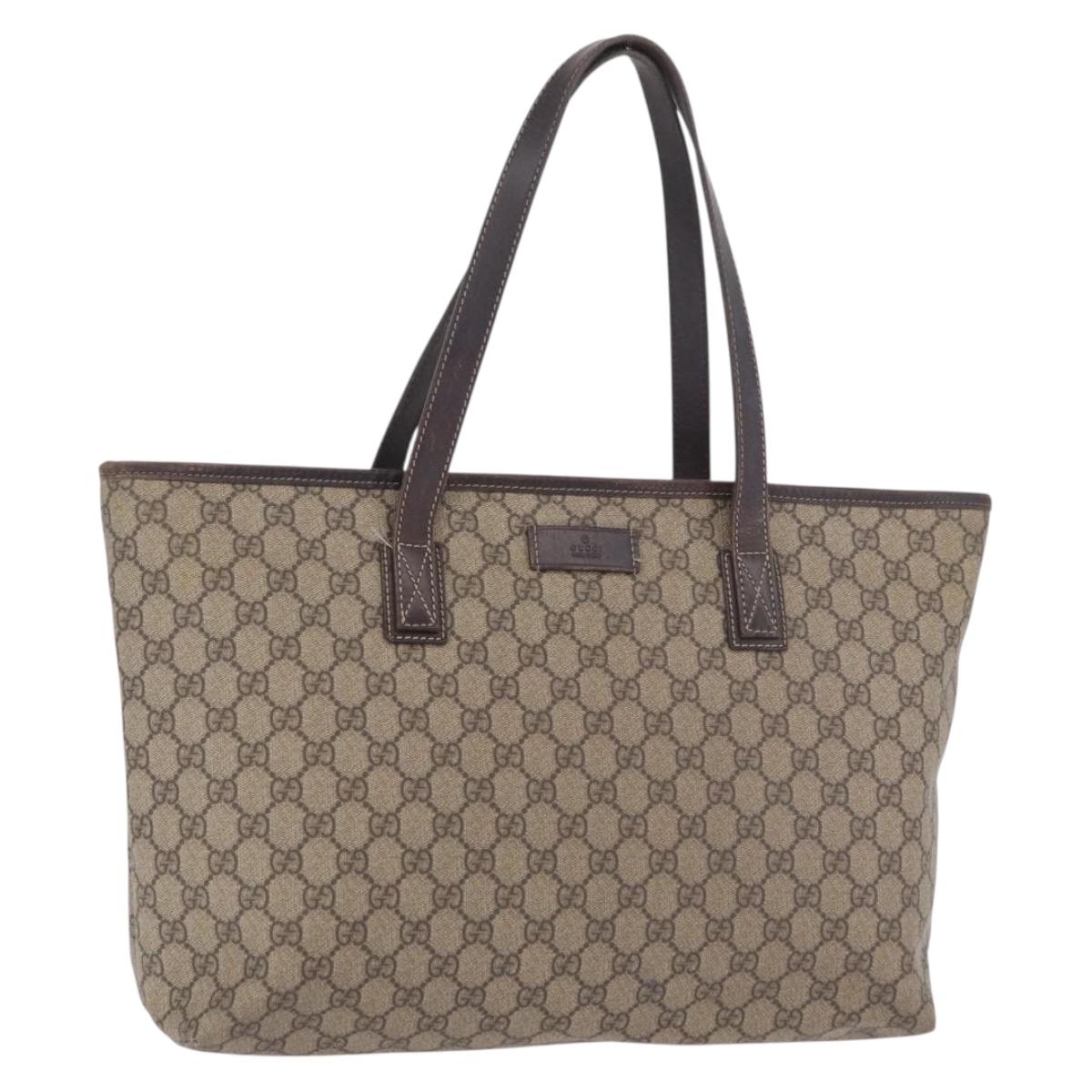 GUCCI GG Supreme Tote Bag PVC Beige 211137 Auth 189843