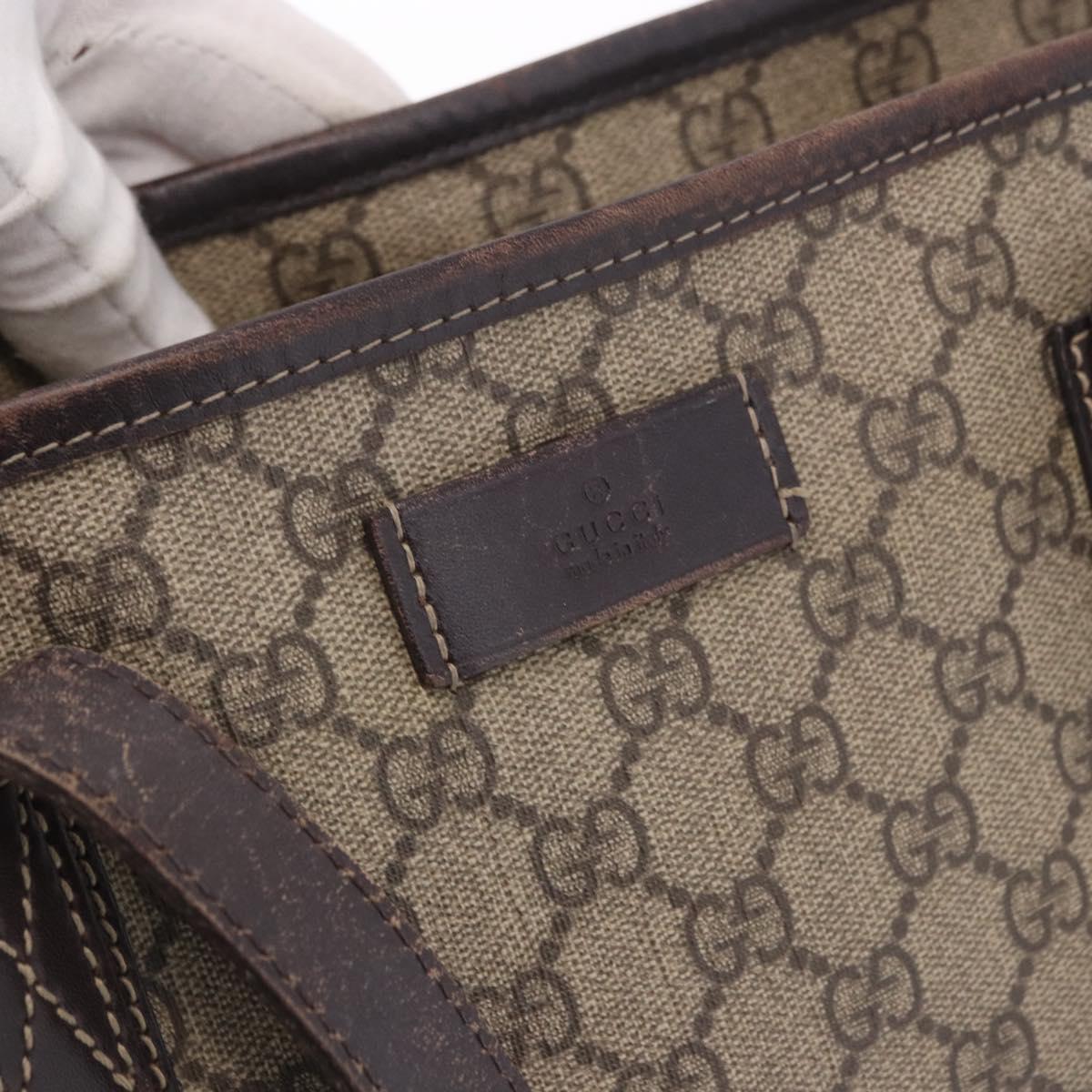 GUCCI GG Supreme Tote Bag PVC Beige 211137 Auth 189843