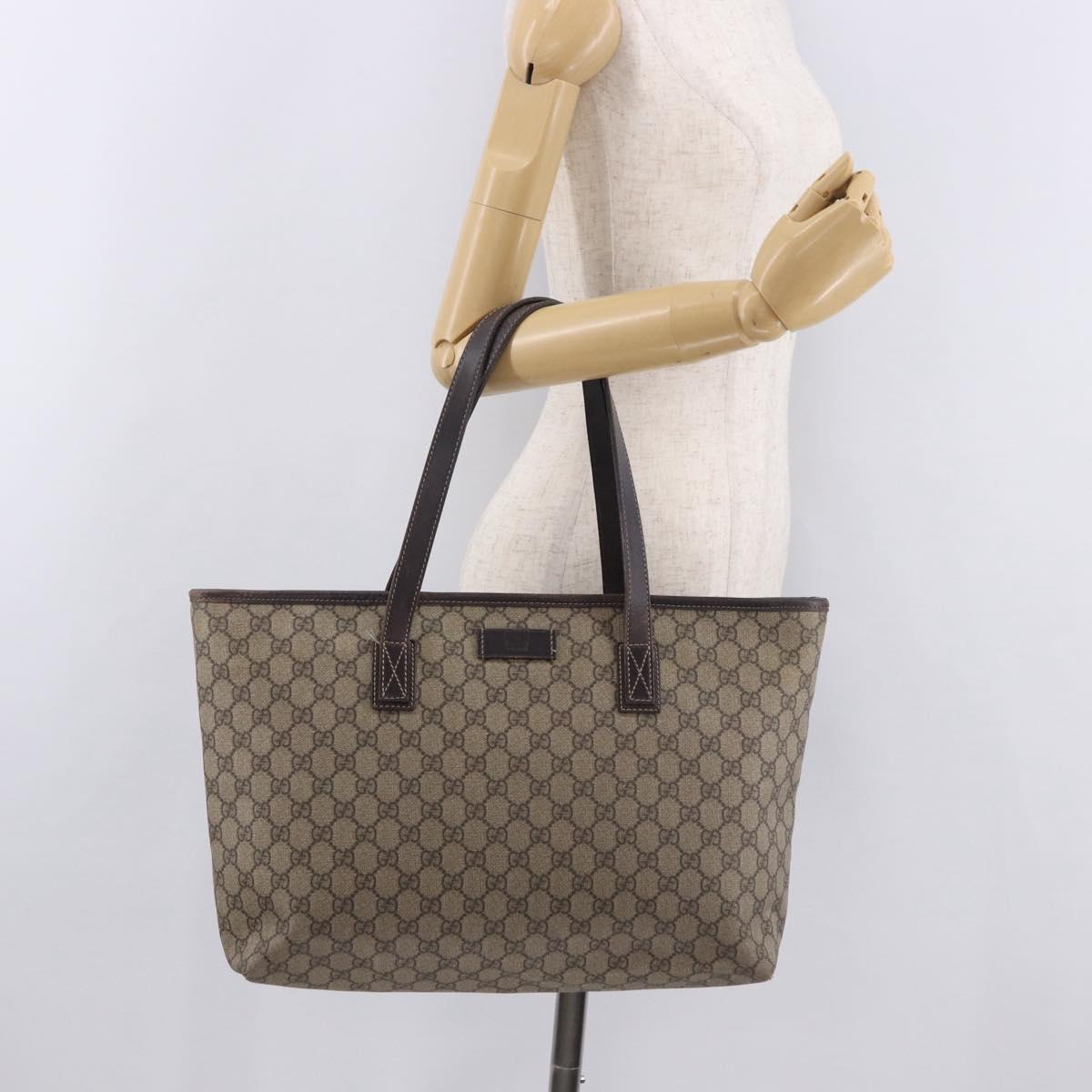 GUCCI GG Supreme Tote Bag PVC Beige 211137 Auth 189843