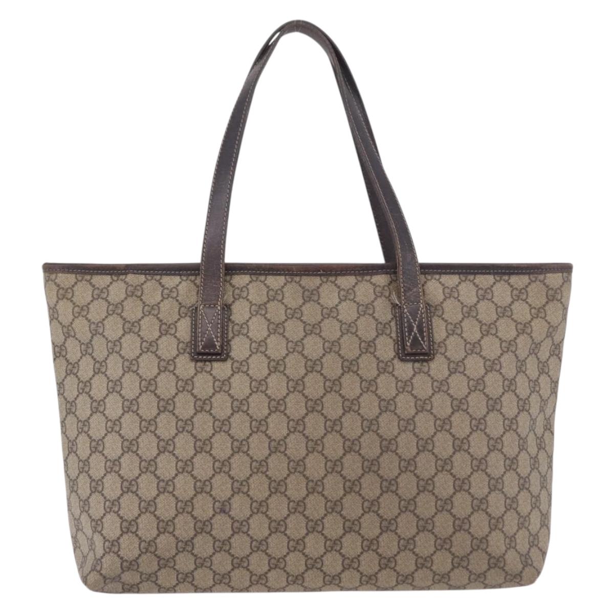 GUCCI GG Supreme Tote Bag PVC Beige 211137 Auth 189843