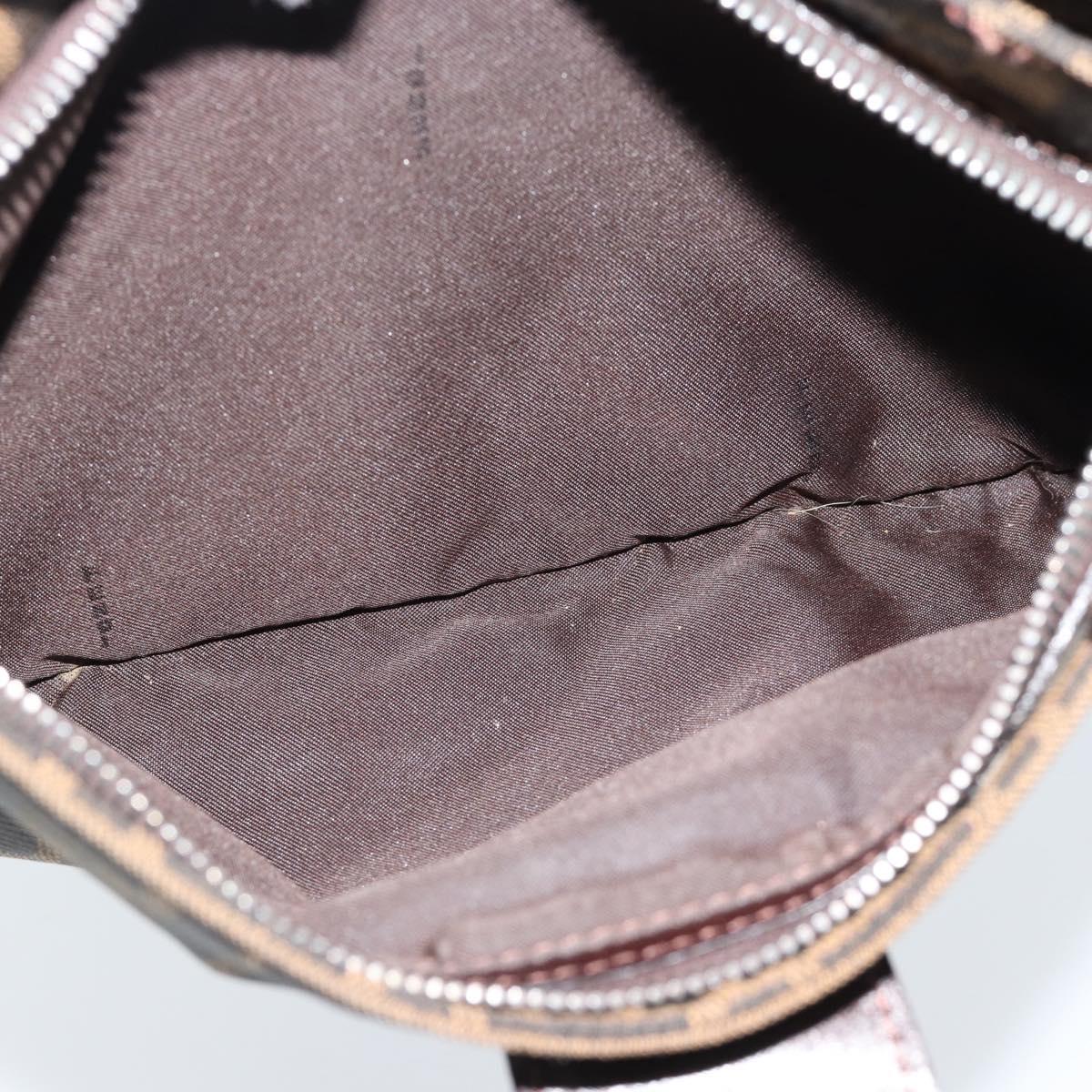 FENDI Zucca Canvas Mamma Baguette Tote Bag Black Brown Auth 189846A