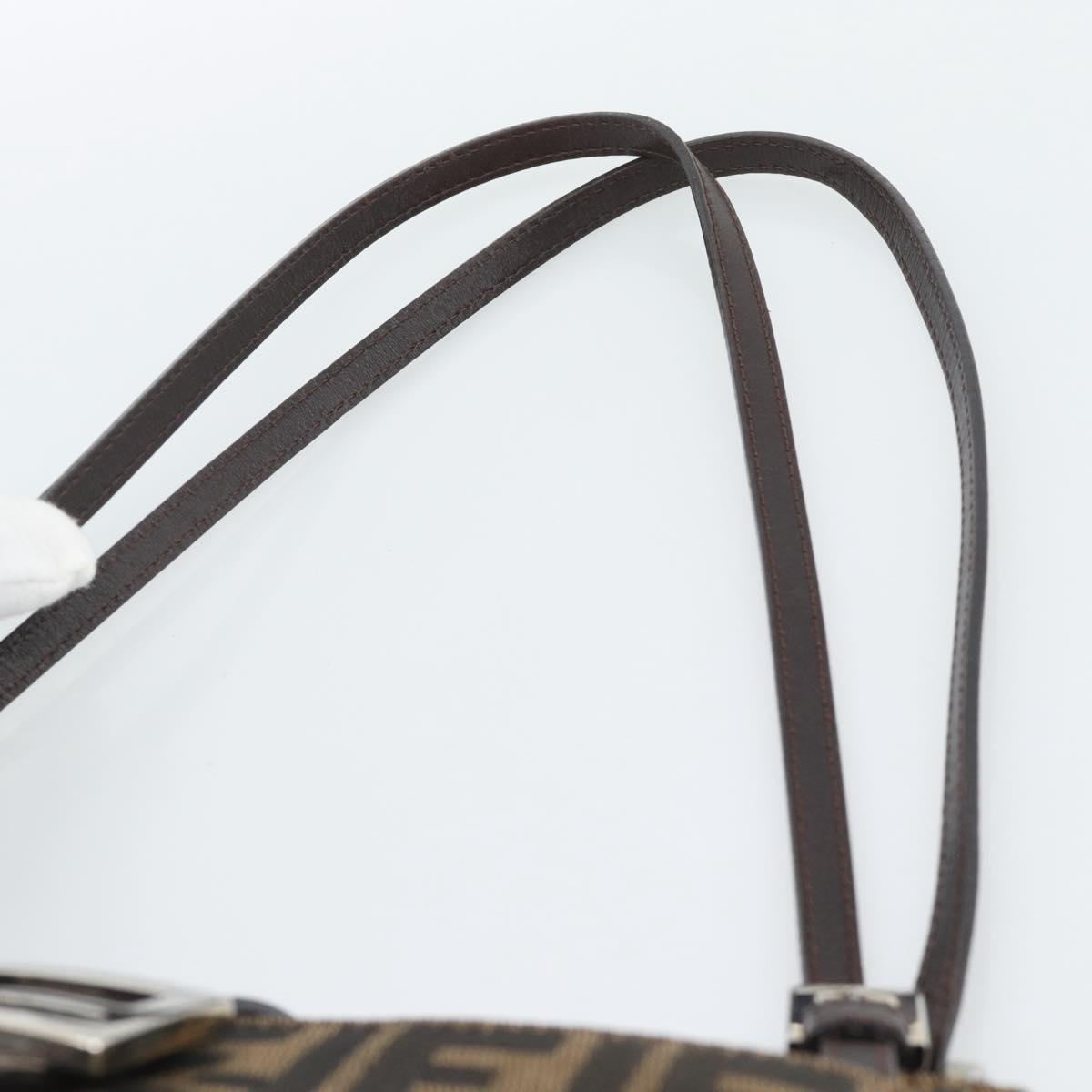 FENDI Zucca Canvas Mamma Baguette Tote Bag Black Brown Auth 189846A