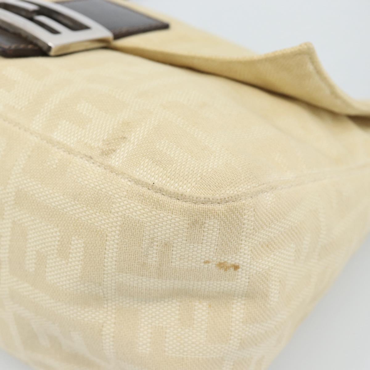 FENDI Zucca Canvas Mamma Baguette Tote Bag Beige Silver Auth 189847A