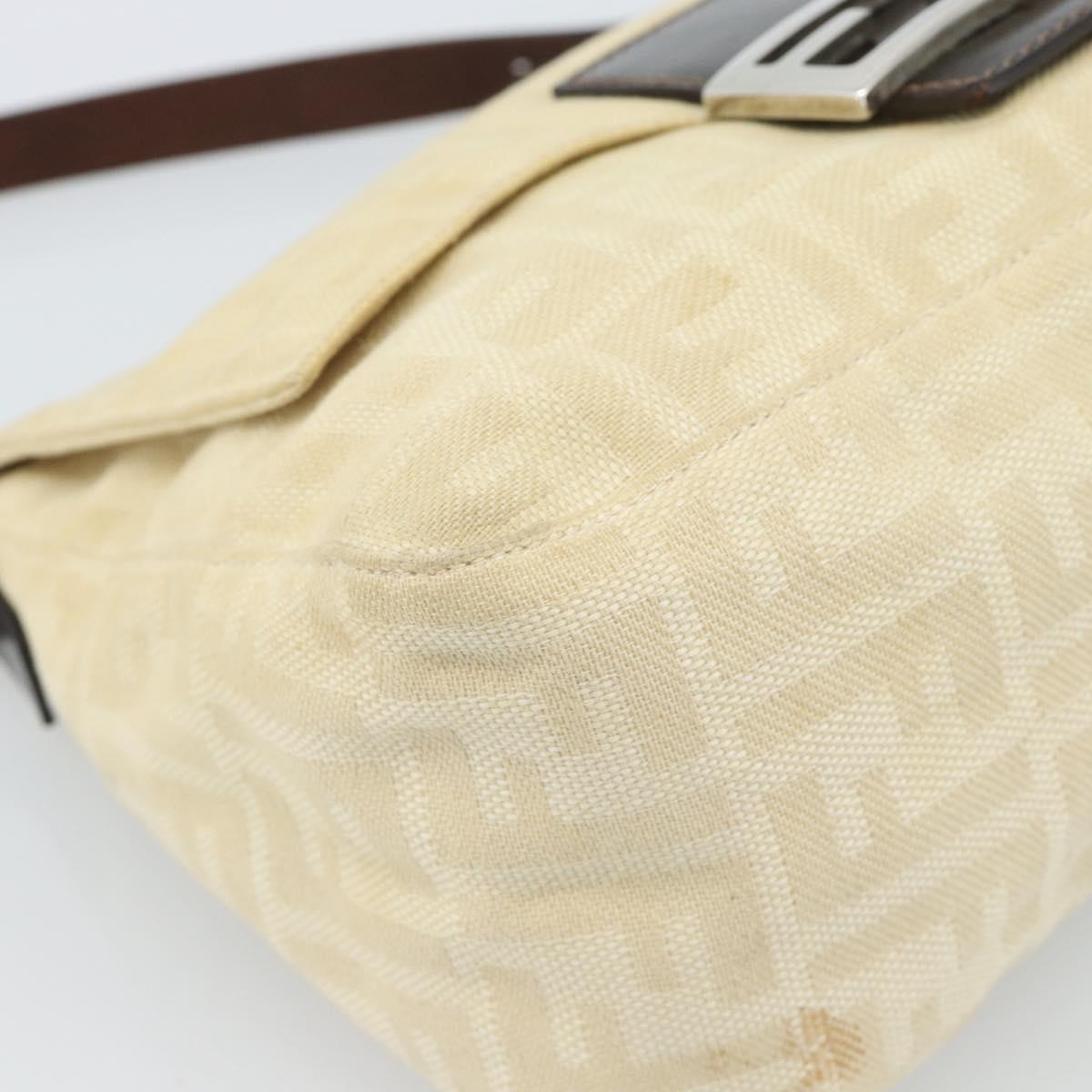 FENDI Zucca Canvas Mamma Baguette Tote Bag Beige Silver Auth 189847A