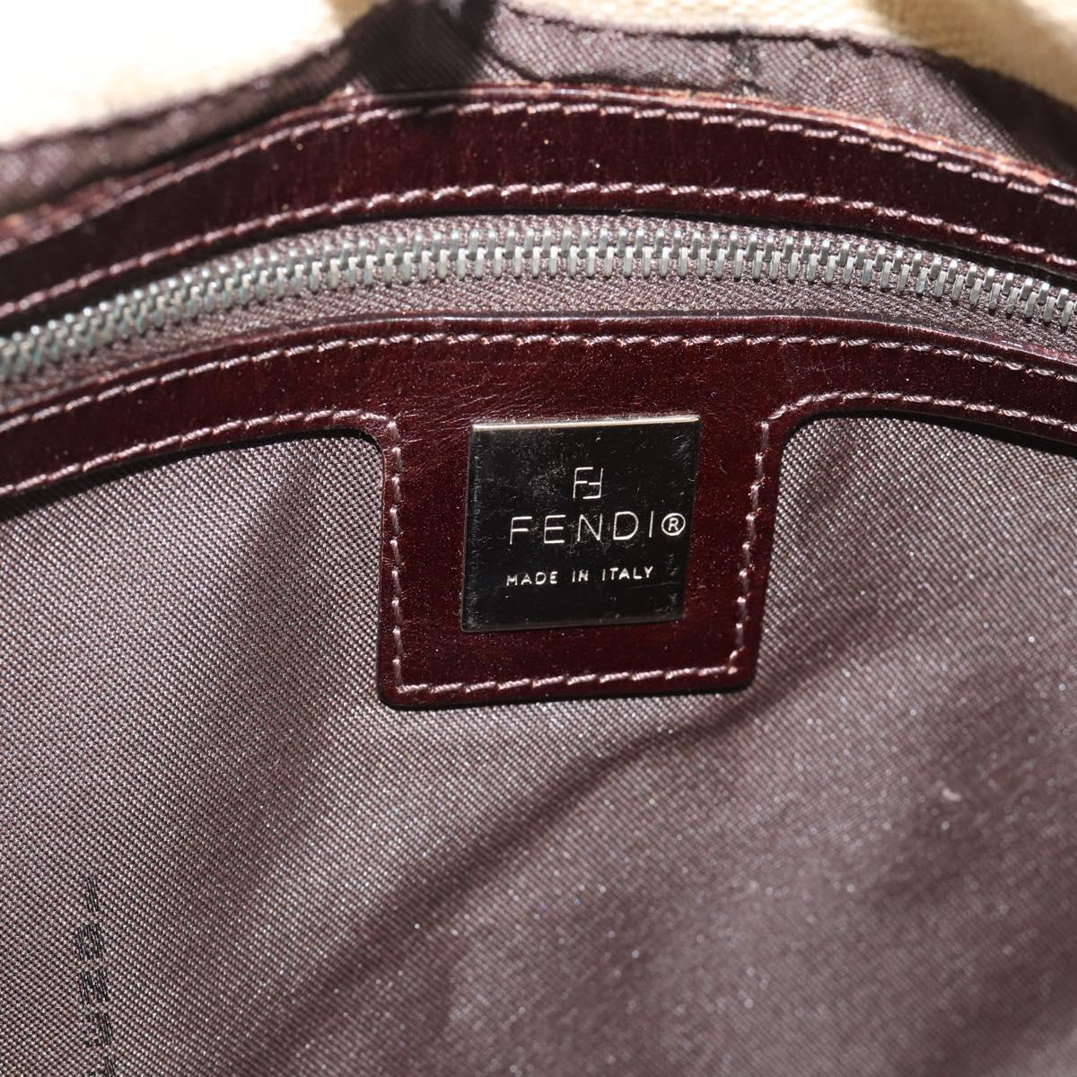 FENDI Zucca Canvas Mamma Baguette Tote Bag Beige Silver Auth 189847A