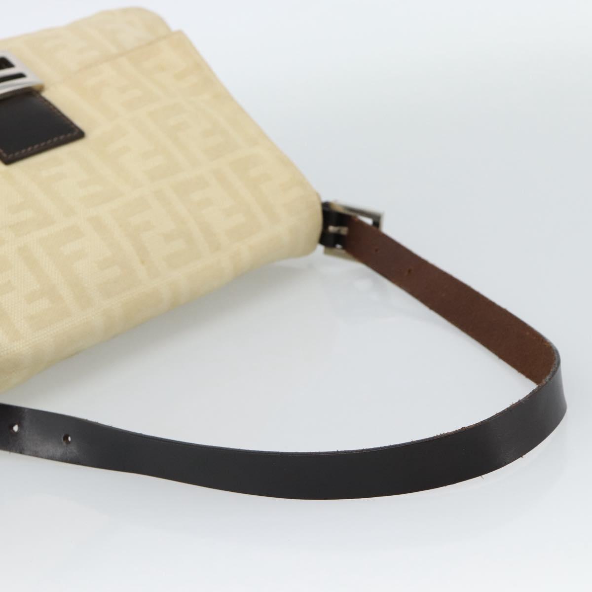 FENDI Zucca Canvas Mamma Baguette Tote Bag Beige Silver Auth 189847A