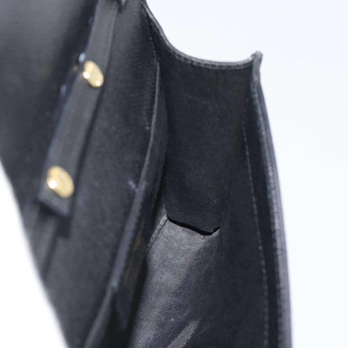 Salvatore Ferragamo Vala Chain Shoulder Bag Leather Black Gold Auth 189851A