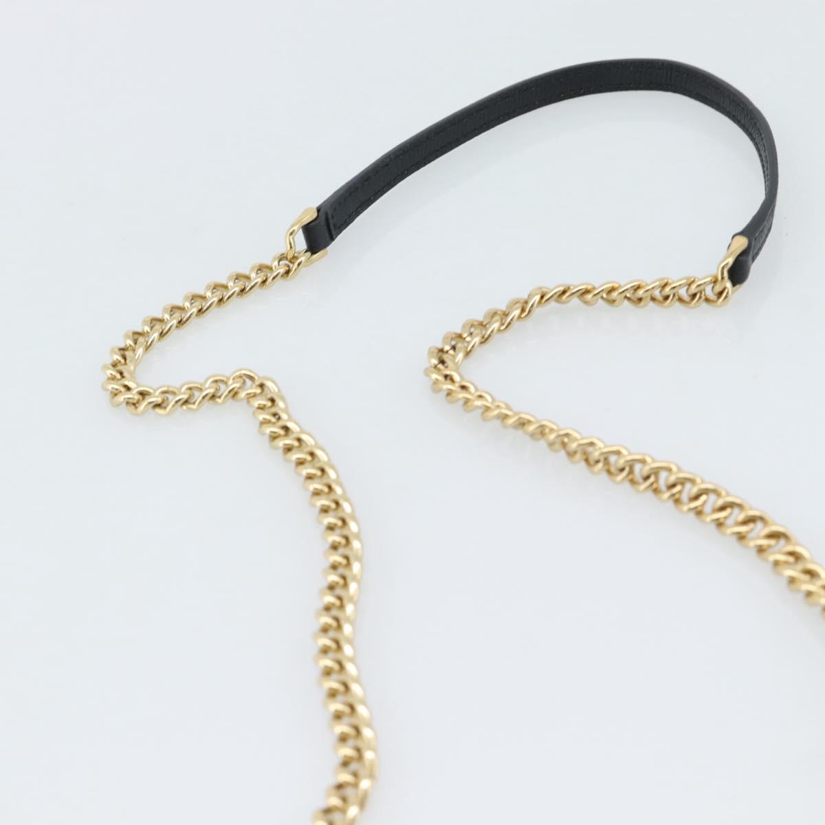 Salvatore Ferragamo Vala Chain Shoulder Bag Leather Black Gold Auth 189851A