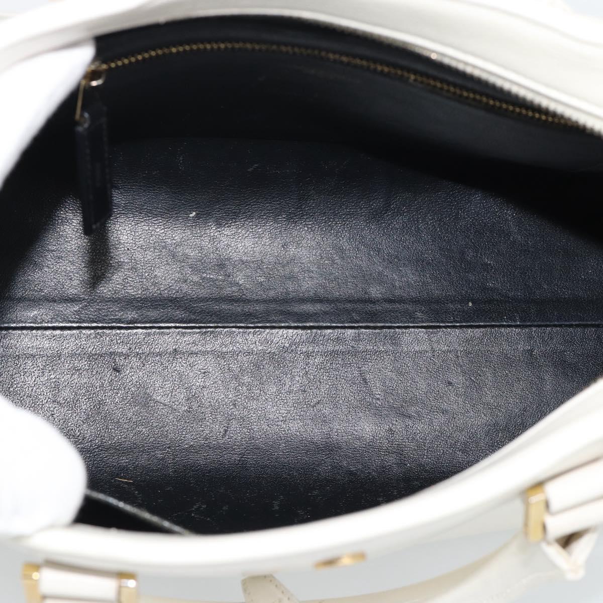 SAINT LAURENT Baby Kabas Hand Bag Leather 2way White Gold Auth 189853