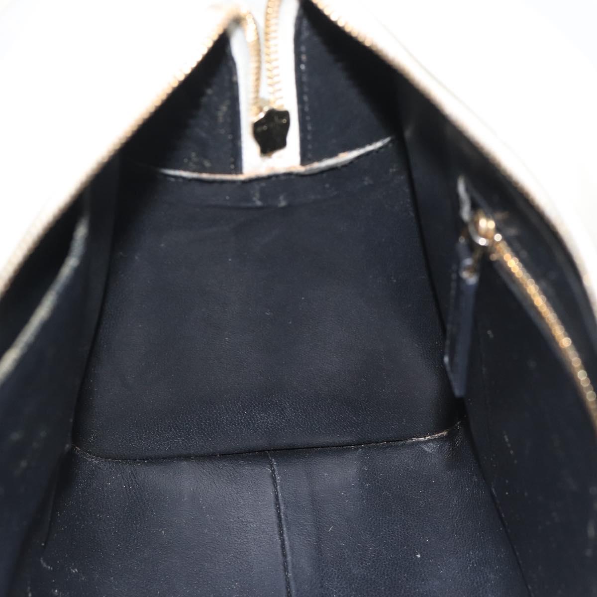 SAINT LAURENT Baby Kabas Hand Bag Leather 2way White Gold Auth 189853