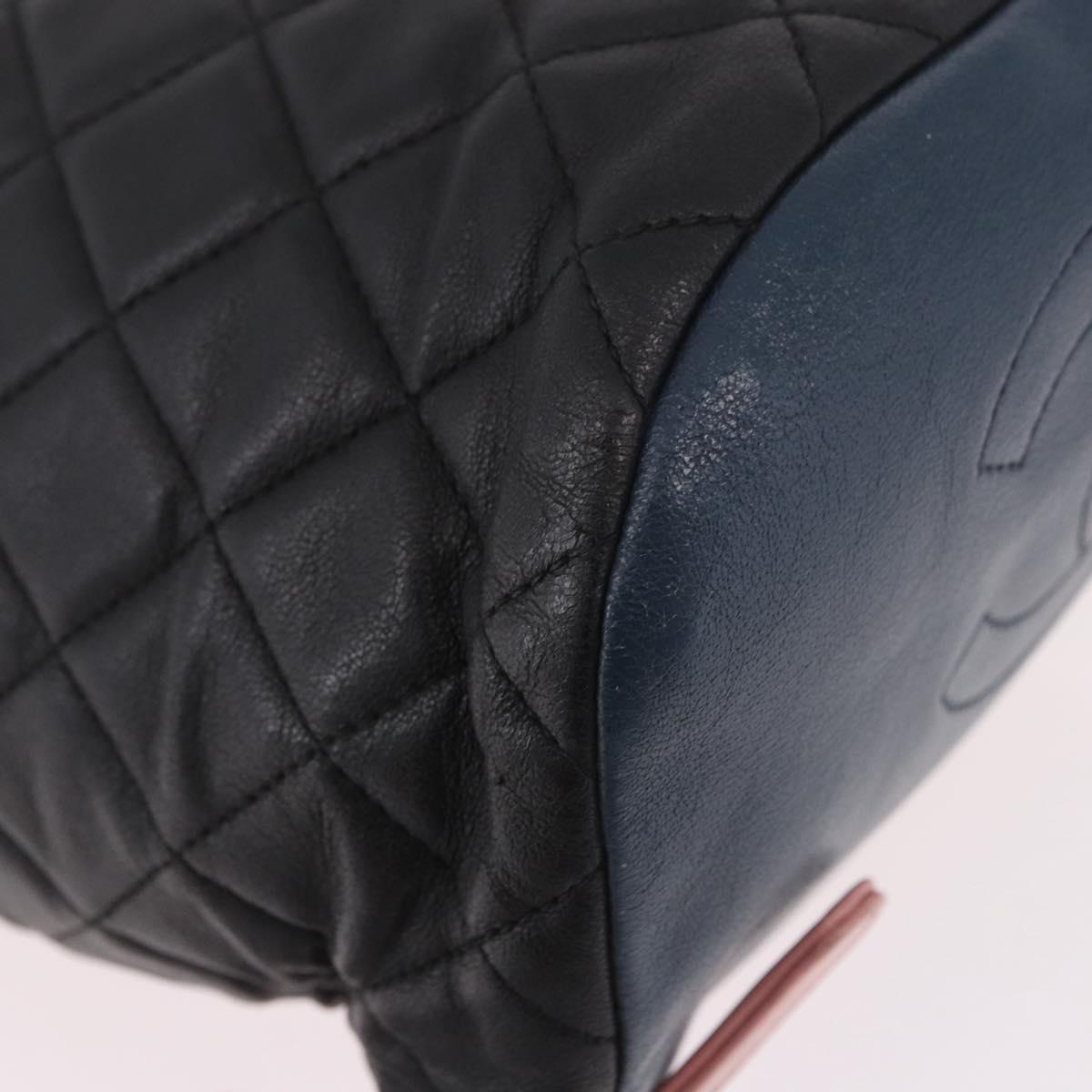 CHANEL Matelasse Backpack Lamb Skin Black Silver CC Auth 189859M