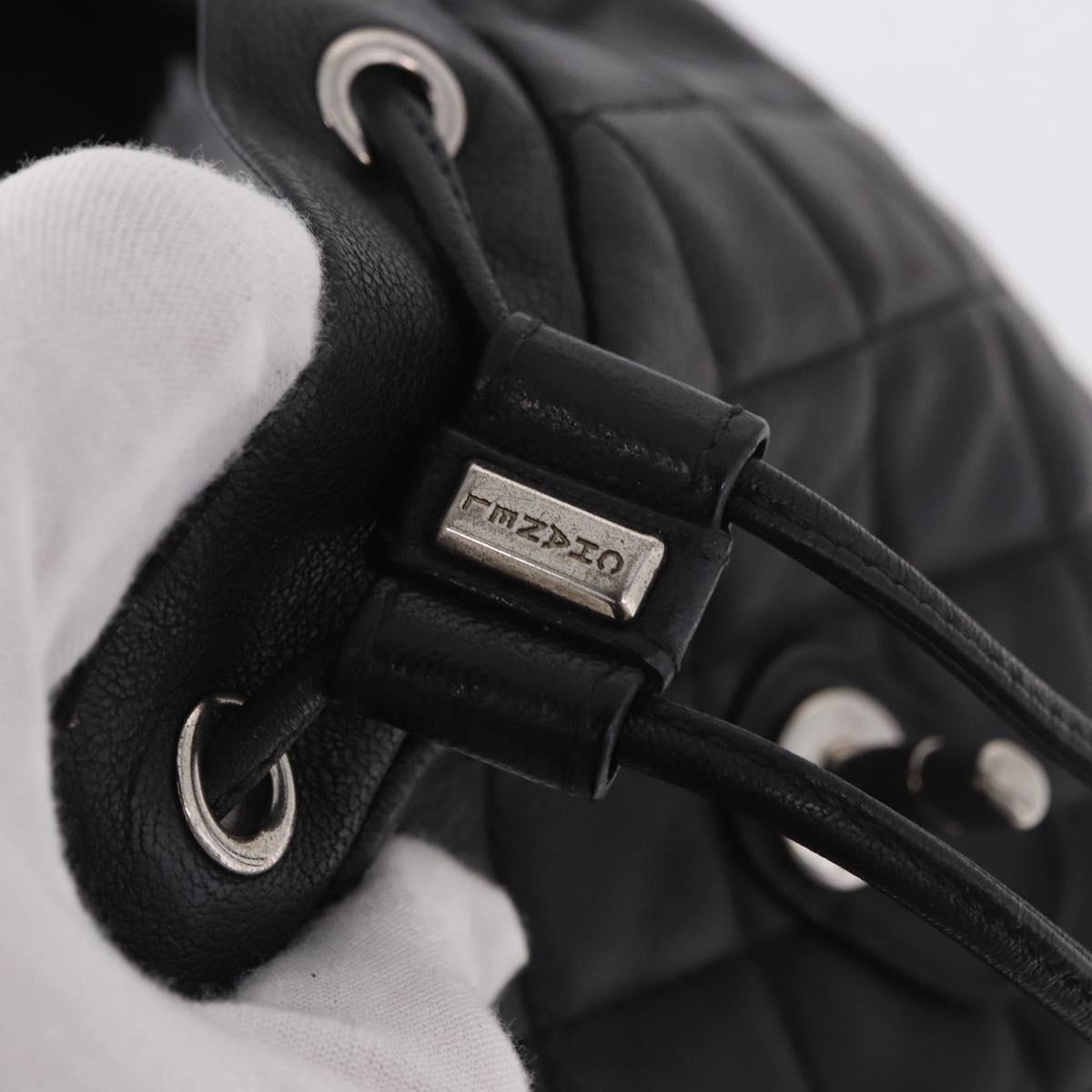 CHANEL Matelasse Backpack Lamb Skin Black Silver CC Auth 189859M
