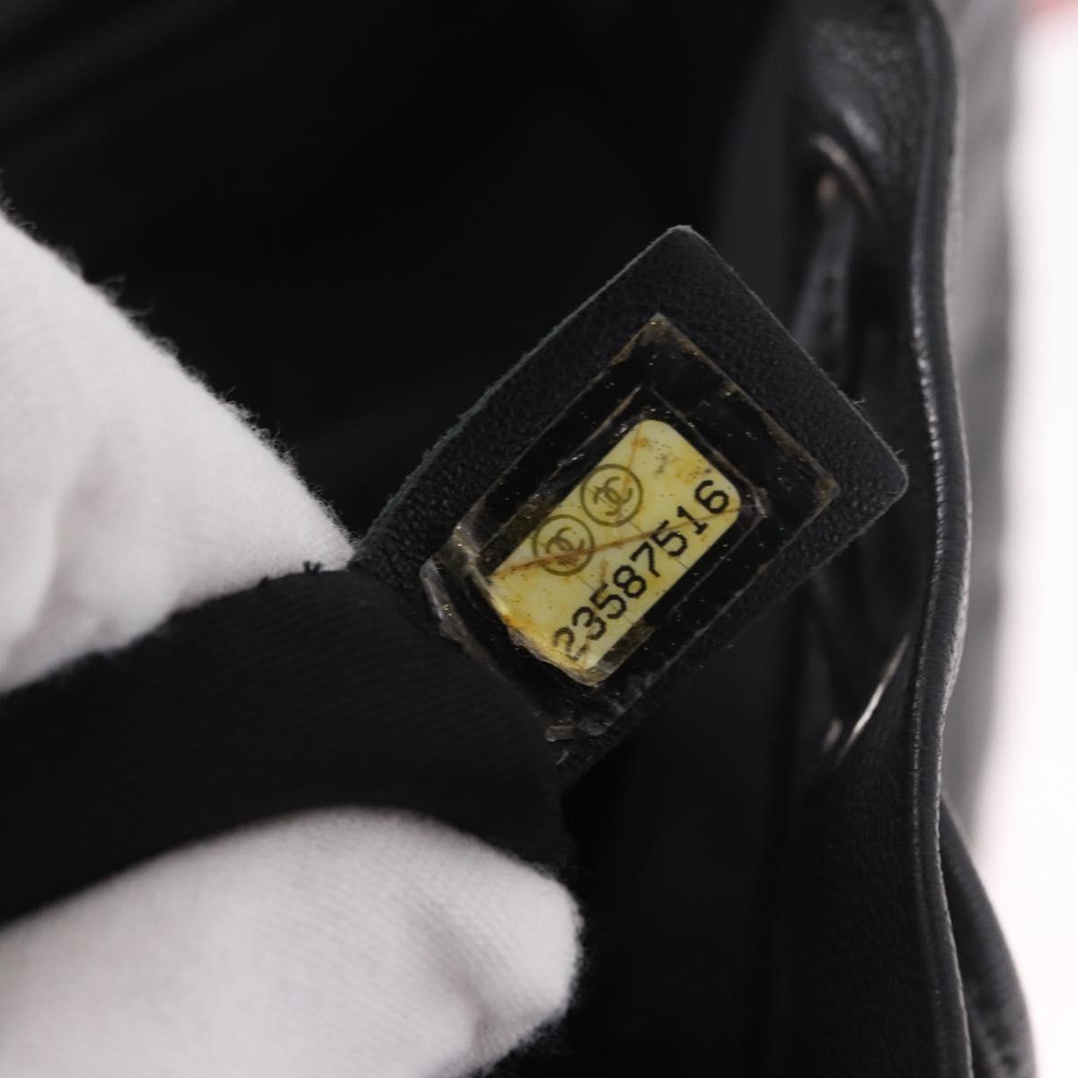 CHANEL Matelasse Backpack Lamb Skin Black Silver CC Auth 189859M