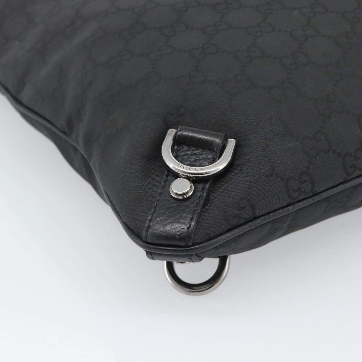 GUCCI GG Canvas Shoulder Bag Nylon Black Silver 268642 Auth 189865A