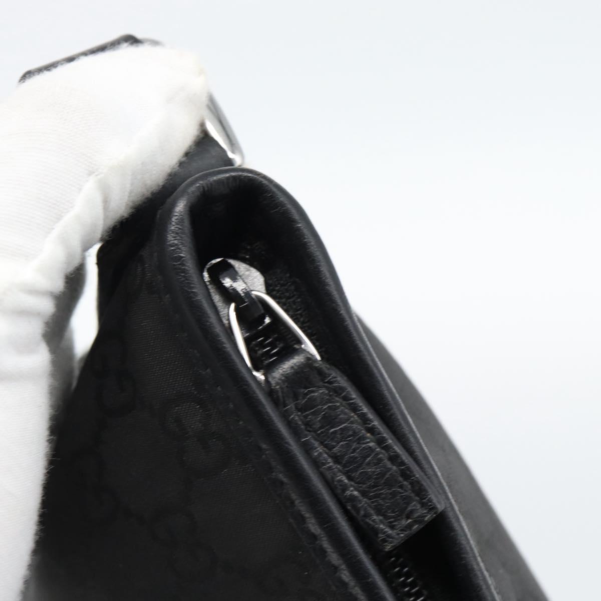 GUCCI GG Canvas Shoulder Bag Nylon Black Silver 268642 Auth 189865A