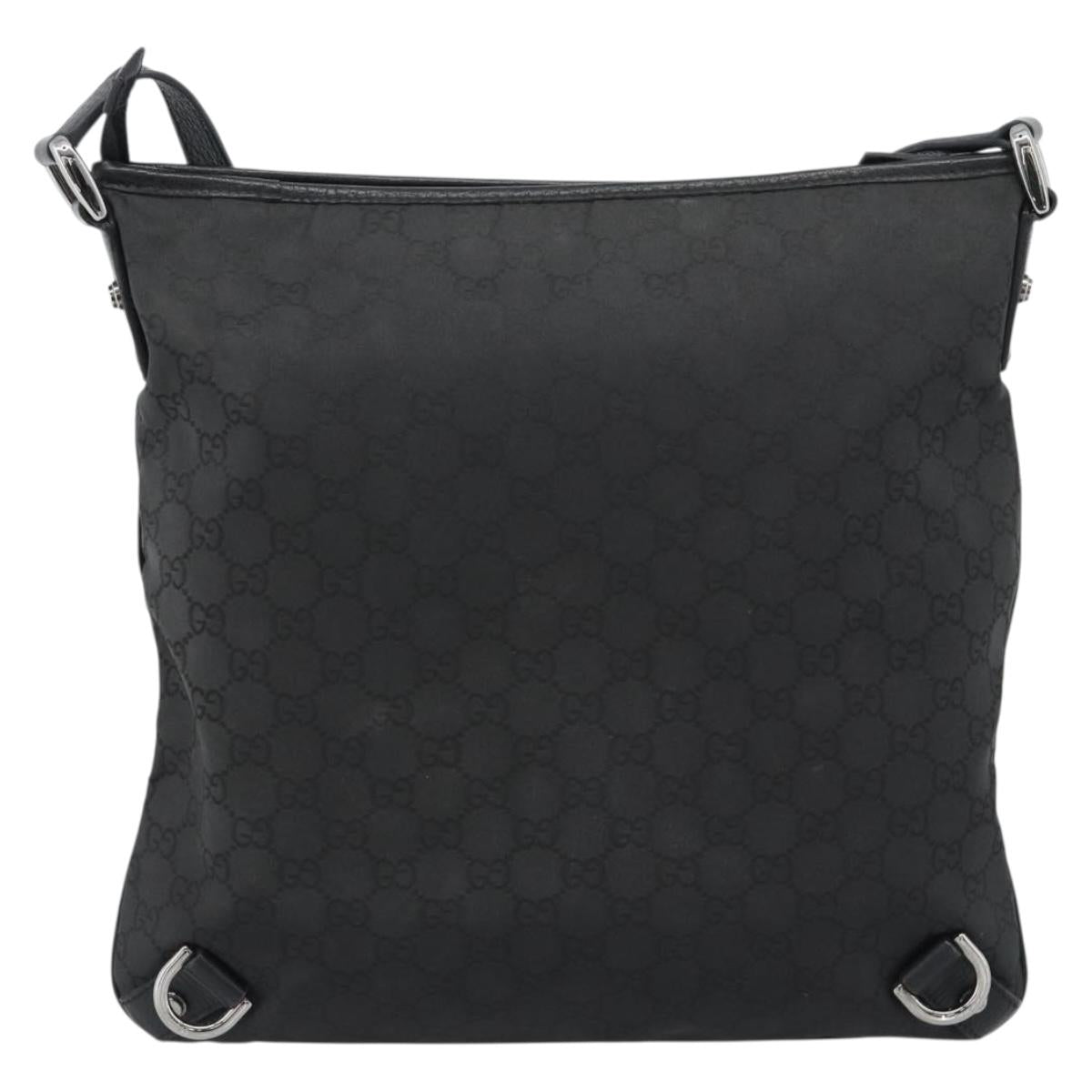 GUCCI GG Canvas Shoulder Bag Nylon Black Silver 268642 Auth 189865A