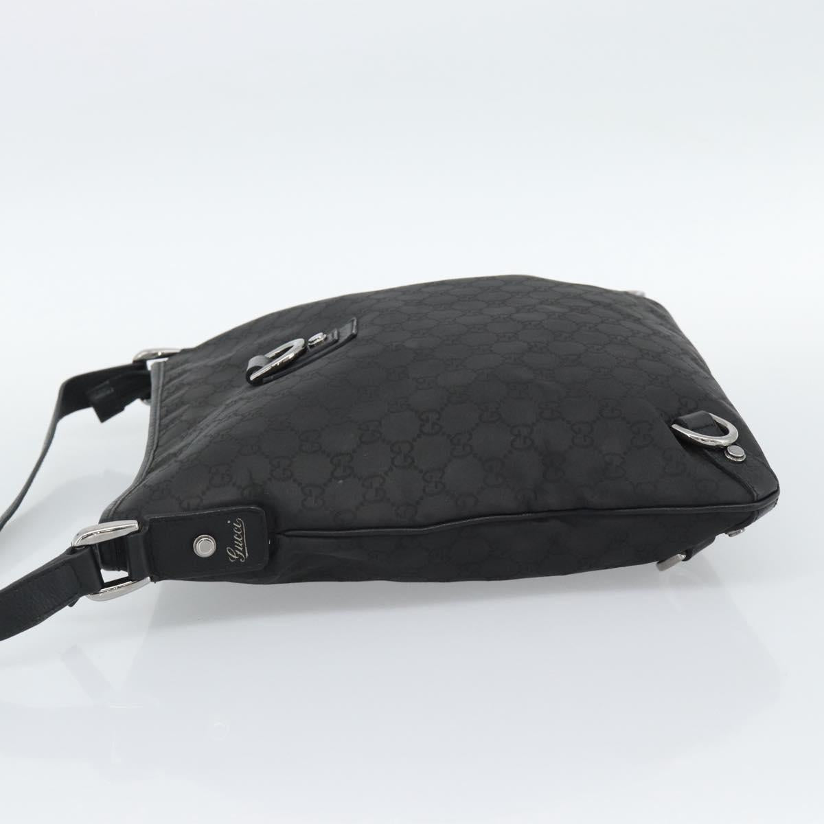 GUCCI GG Canvas Shoulder Bag Nylon Black Silver 268642 Auth 189865A