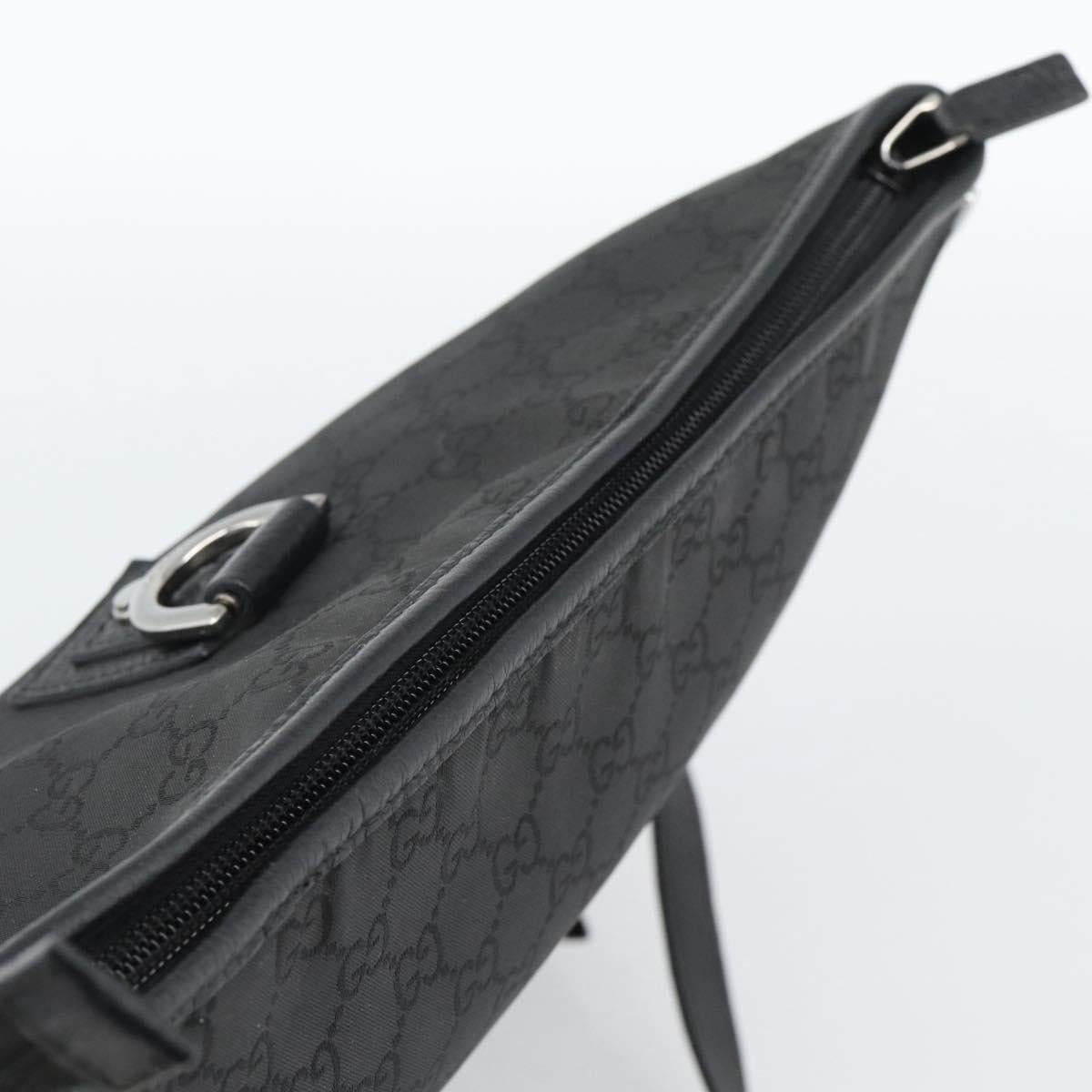 GUCCI GG Canvas Shoulder Bag Nylon Black Silver 268642 Auth 189865A