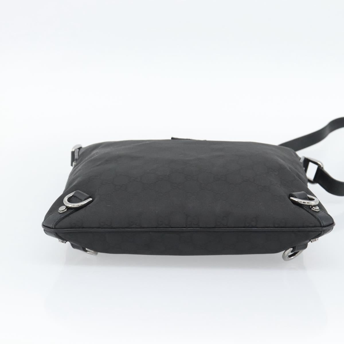 GUCCI GG Canvas Shoulder Bag Nylon Black Silver 268642 Auth 189865A