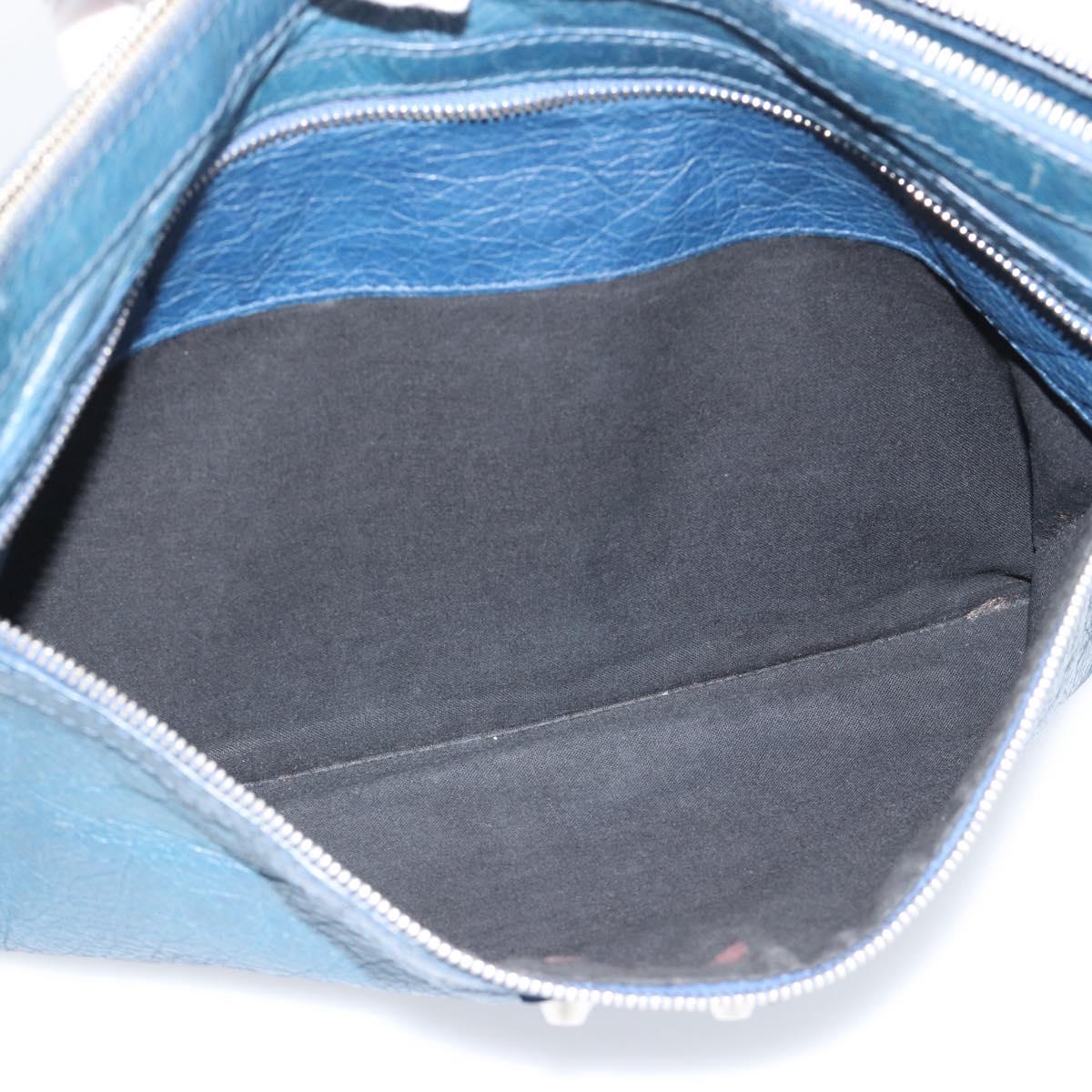 BALENCIAGA Clutch Bag Leather Navy 273023 Auth 189869A