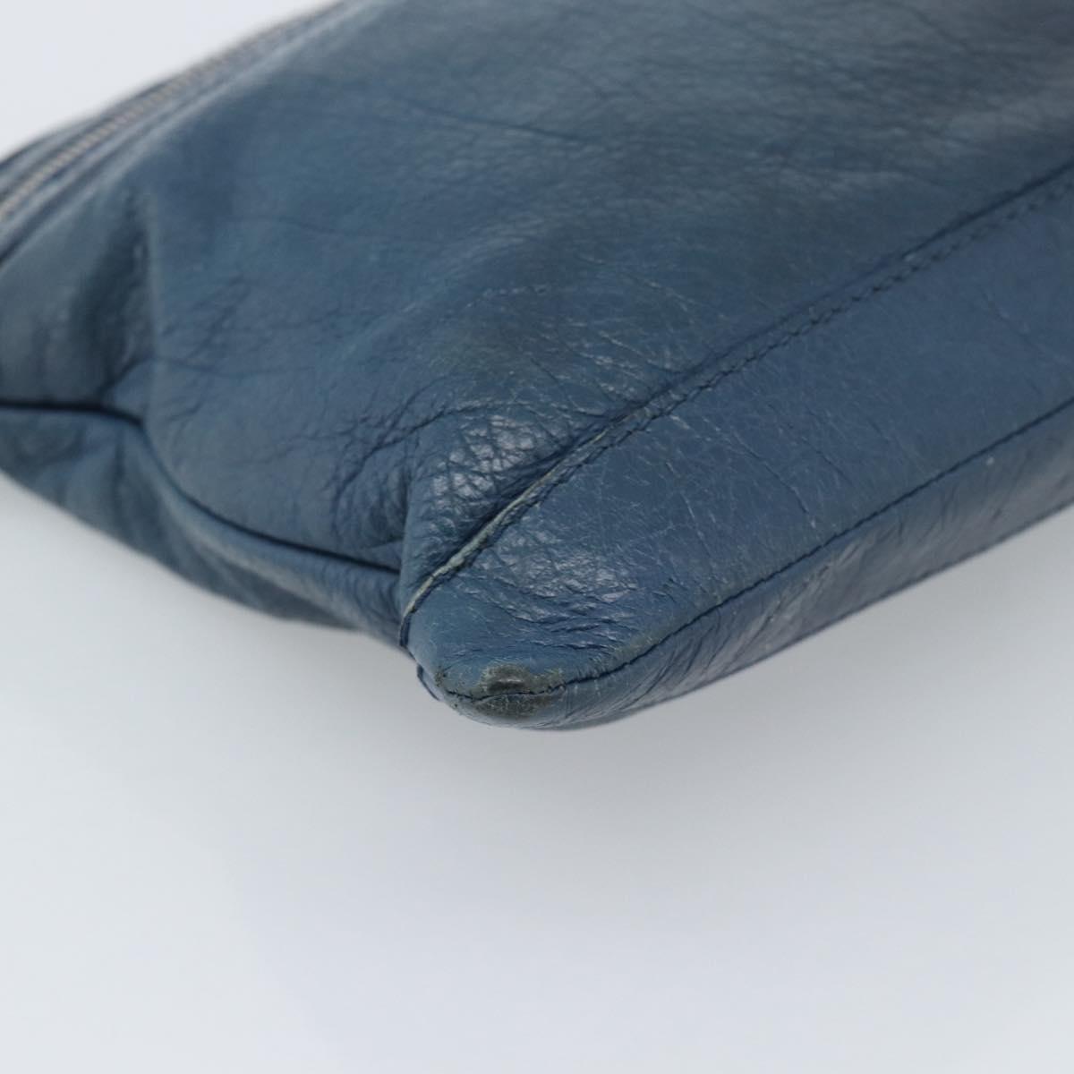 BALENCIAGA Clutch Bag Leather Navy 273023 Auth 189869A