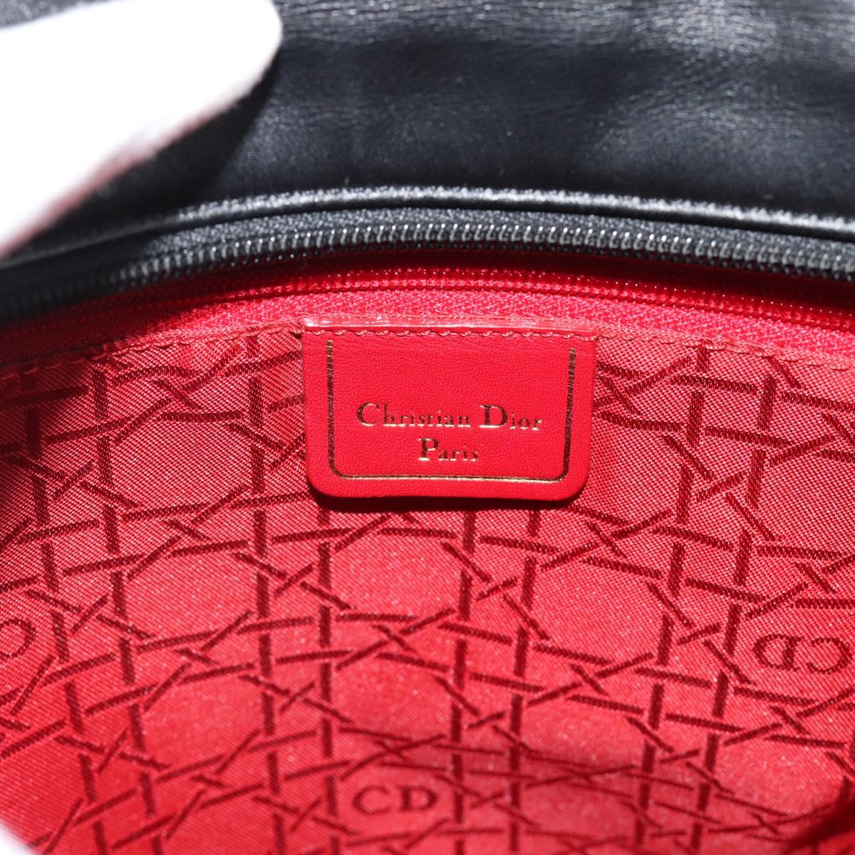 Christian Dior Tote Bag Leather Black Gold Auth 189872A