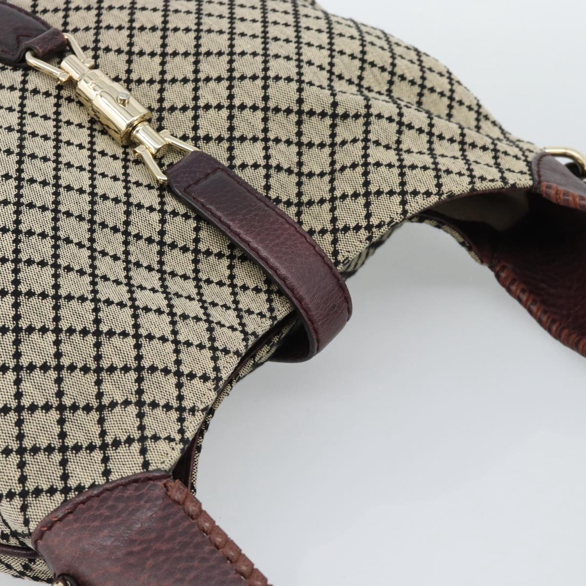 GUCCI Diamante New Jackie Hand Bag Canvas 2way Beige Gold 246907 Auth 189879V