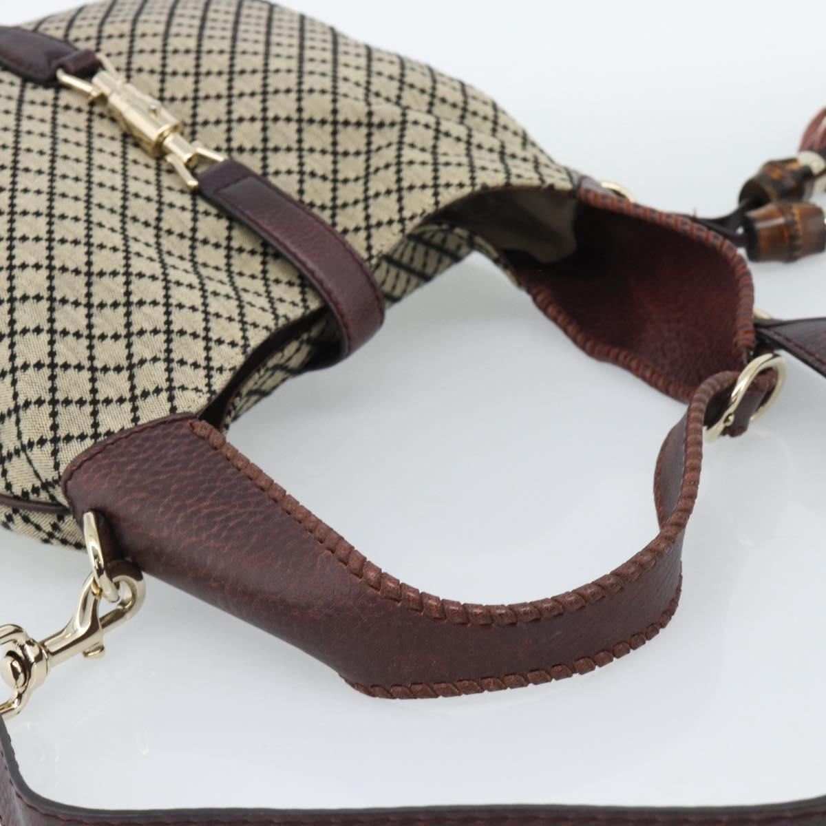 GUCCI Diamante New Jackie Hand Bag Canvas 2way Beige Gold 246907 Auth 189879V