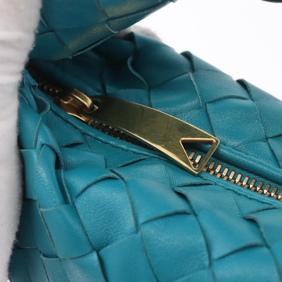 BOTTEGA VENETA INTRECCIATO Mini Jody Hand Bag Leather Blue Gold Auth 189886SM