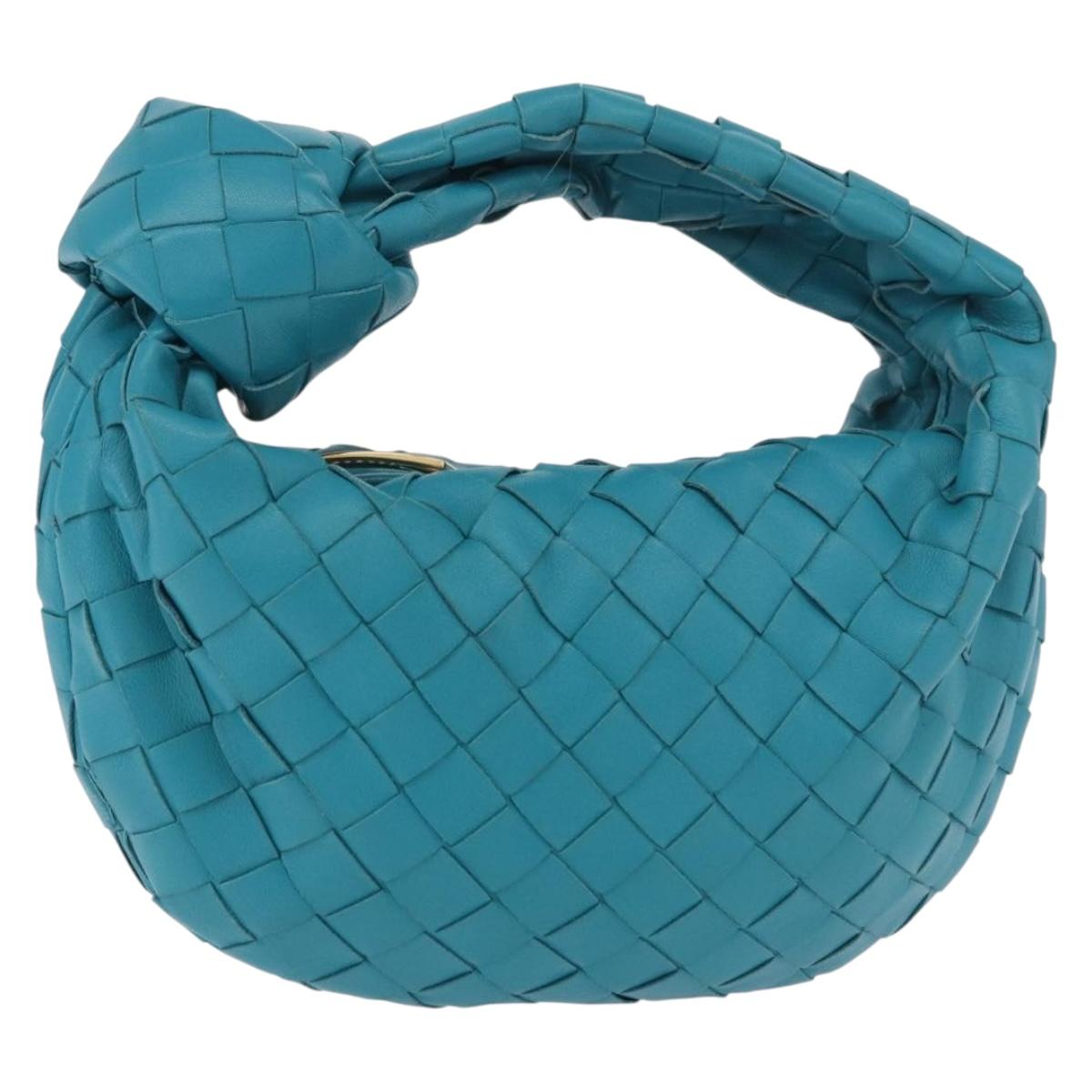 BOTTEGA VENETA INTRECCIATO Mini Jody Hand Bag Leather Blue Gold Auth 189886SM