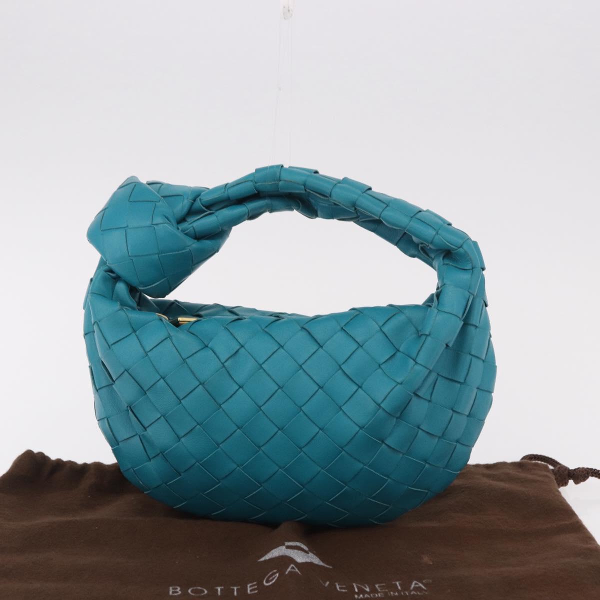 BOTTEGA VENETA INTRECCIATO Mini Jody Hand Bag Leather Blue Gold Auth 189886SM