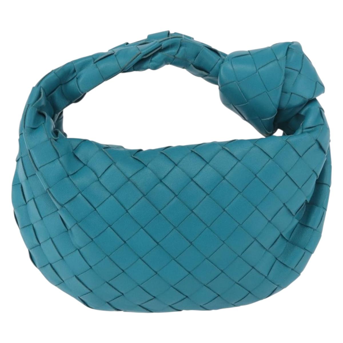 BOTTEGA VENETA INTRECCIATO Mini Jody Hand Bag Leather Blue Gold Auth 189886SM