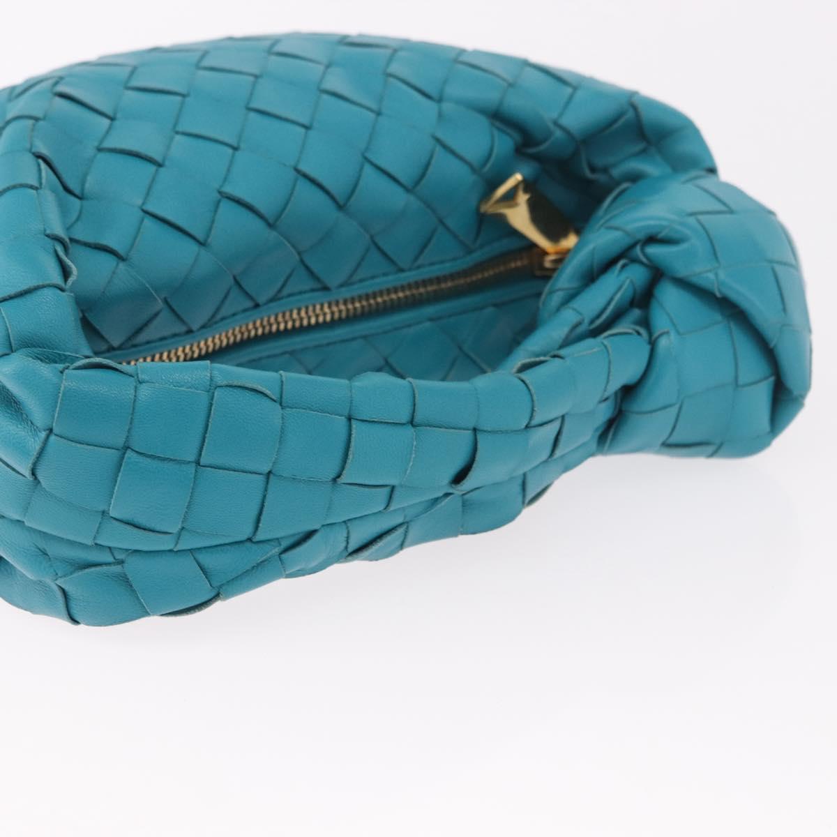BOTTEGA VENETA INTRECCIATO Mini Jody Hand Bag Leather Blue Gold Auth 189886SM