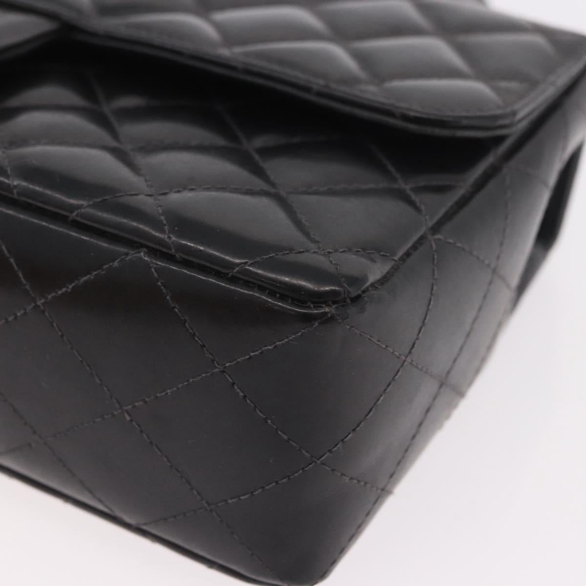 CHANEL Matelasse Hand Bag Patent leather Black Gold CC Auth 189887