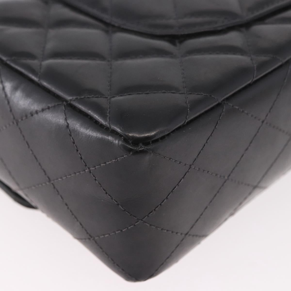 CHANEL Matelasse Hand Bag Patent leather Black Gold CC Auth 189887
