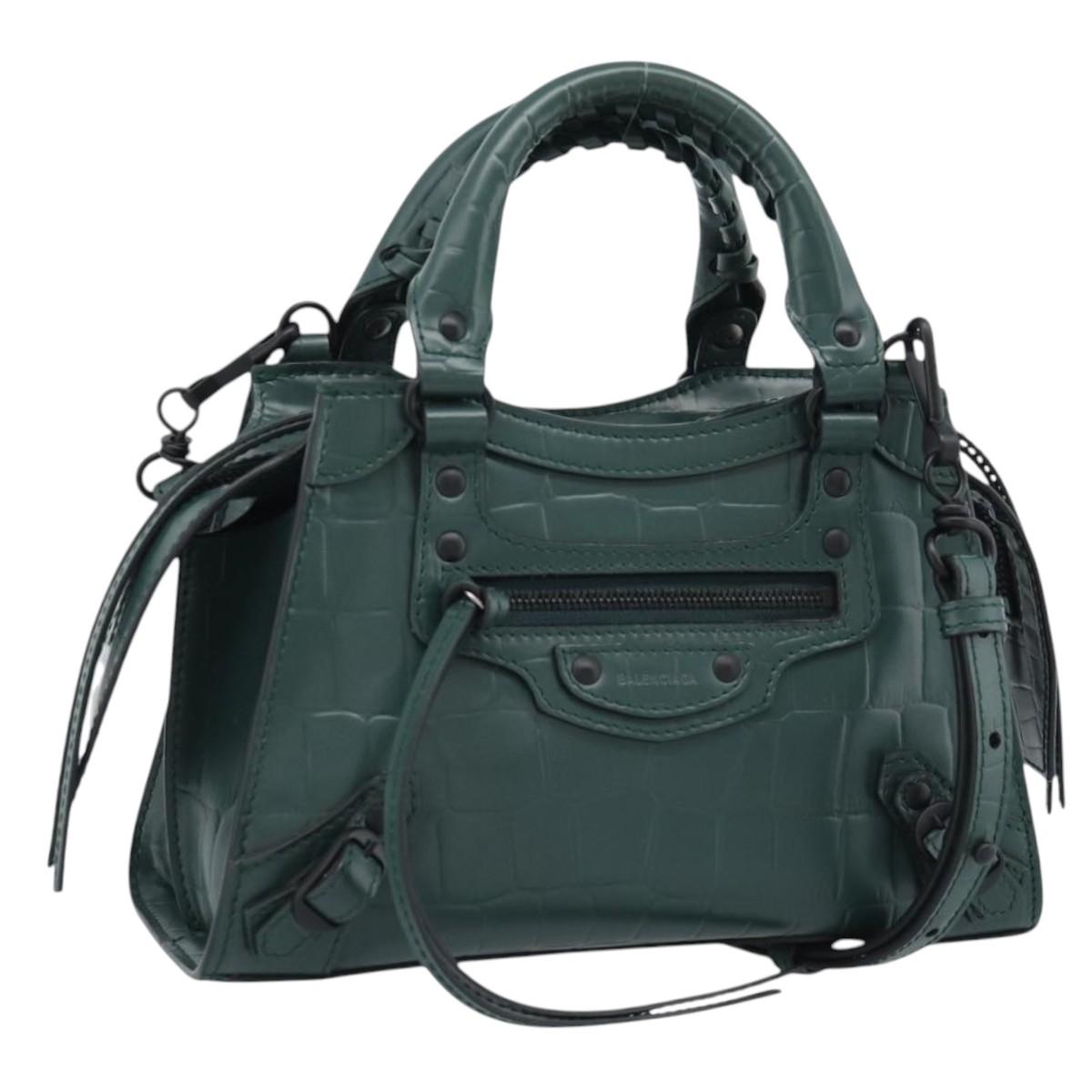 BALENCIAGA Neo Classic City Hand Bag Leather 2way Green 638524 Auth 189890SM