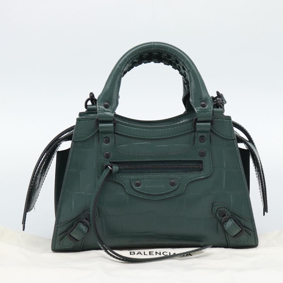 BALENCIAGA Neo Classic City Hand Bag Leather 2way Green 638524 Auth 189890SM