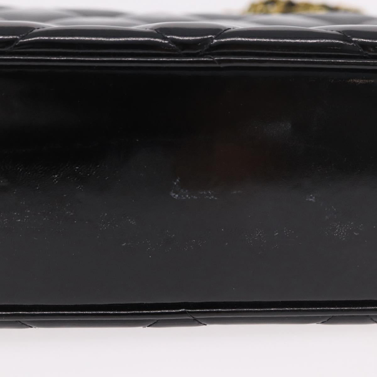 CHANEL Matelasse Chain Tote Bag Patent leather Black Gold CC Auth 189891A