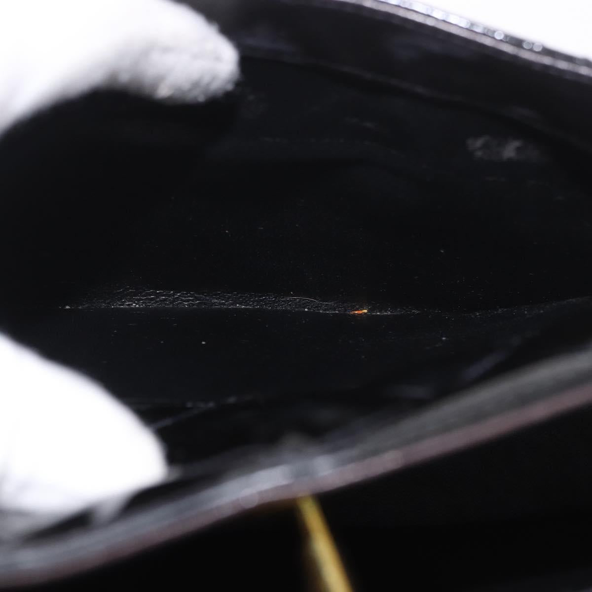 CHANEL Matelasse Chain Tote Bag Patent leather Black Gold CC Auth 189891A