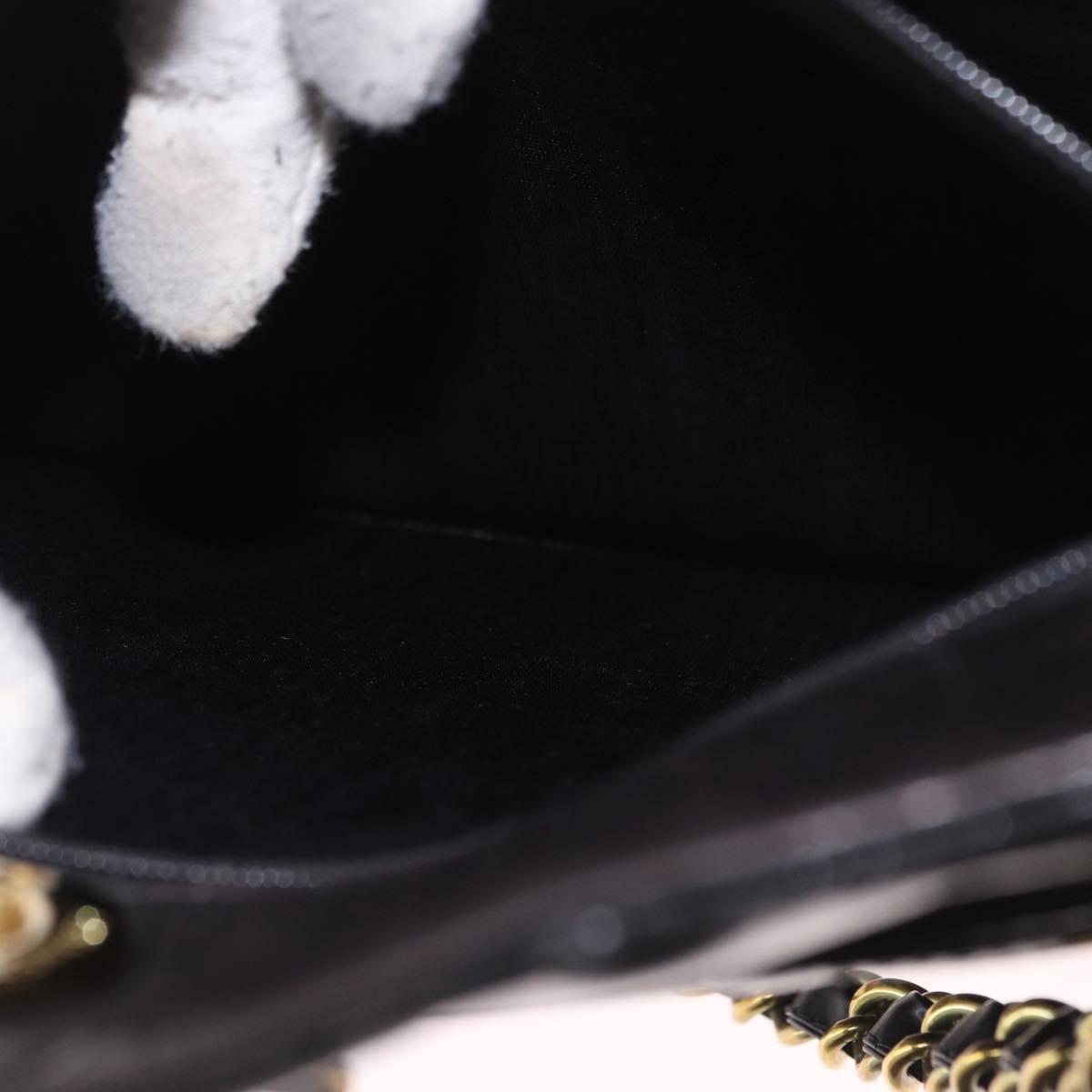 CHANEL Matelasse Chain Tote Bag Patent leather Black Gold CC Auth 189891A
