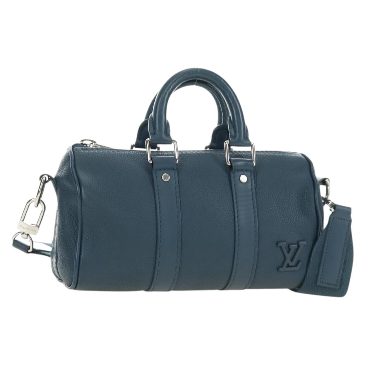 LOUIS VUITTON Aerogram Keepall XS Bag Leather Blue M81003 LV Auth 189893M