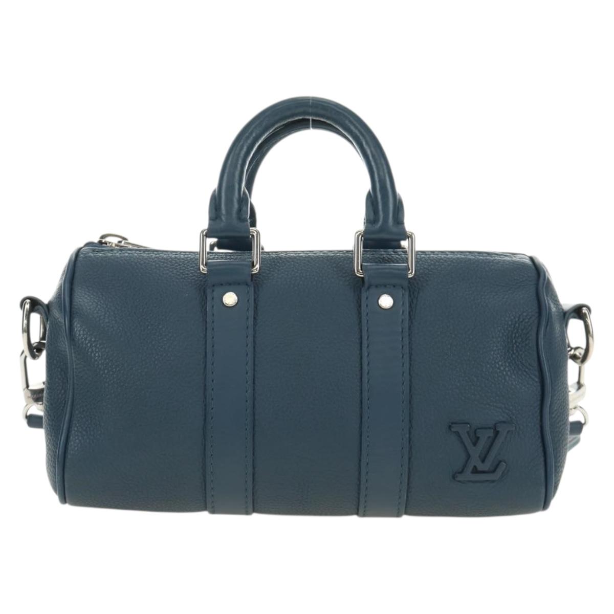 LOUIS VUITTON Aerogram Keepall XS Bag Leather Blue M81003 LV Auth 189893M