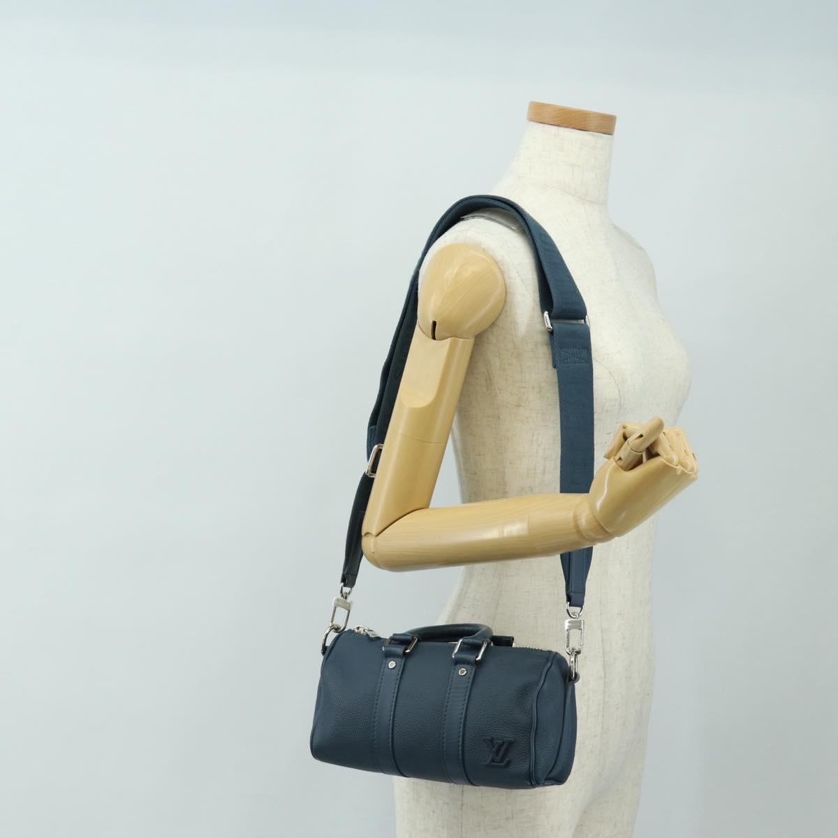 LOUIS VUITTON Aerogram Keepall XS Bag Leather Blue M81003 LV Auth 189893M