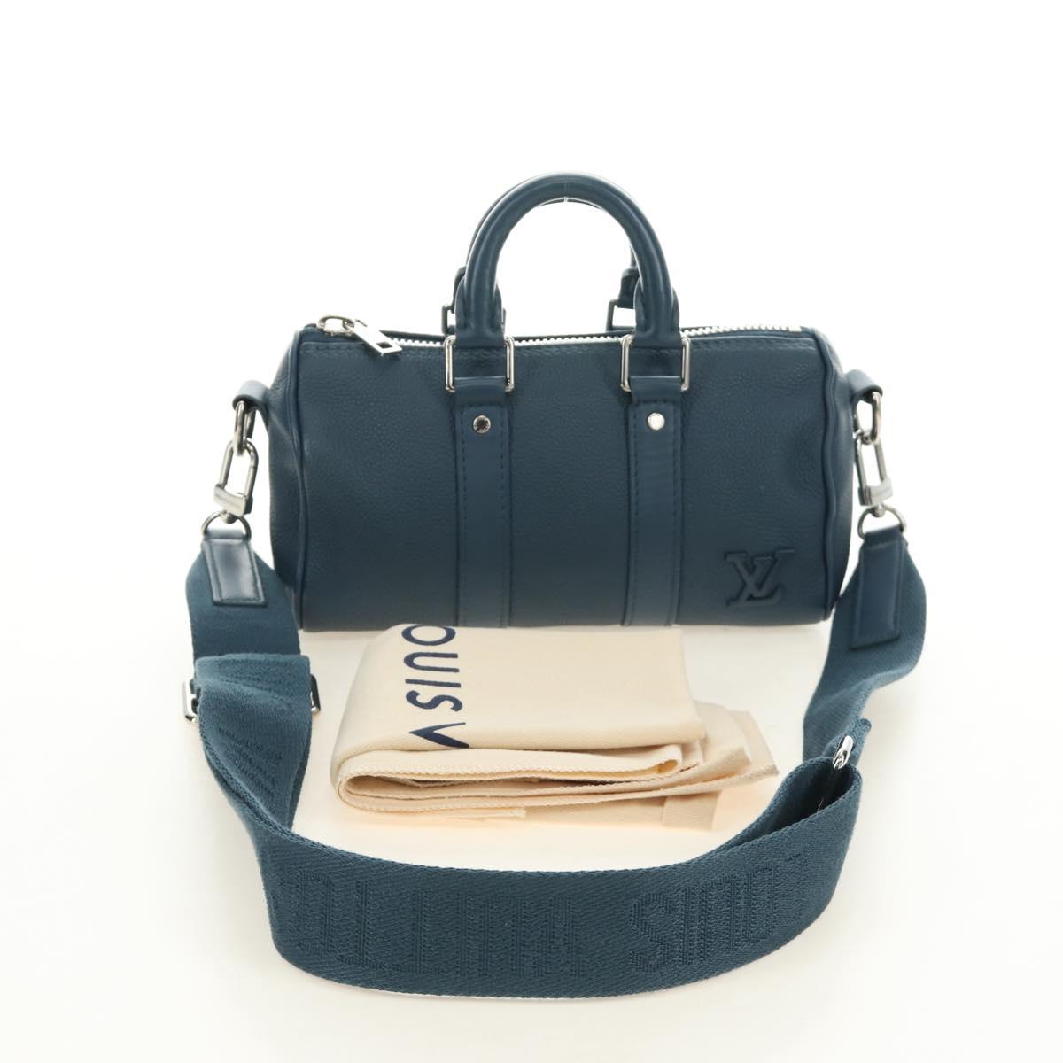LOUIS VUITTON Aerogram Keepall XS Bag Leather Blue M81003 LV Auth 189893M