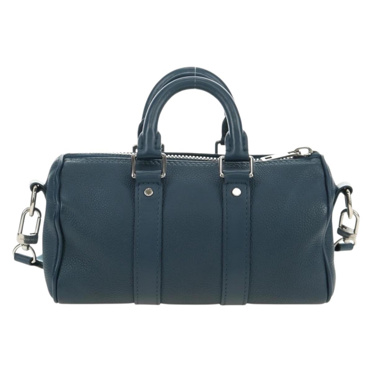 LOUIS VUITTON Aerogram Keepall XS Bag Leather Blue M81003 LV Auth 189893M
