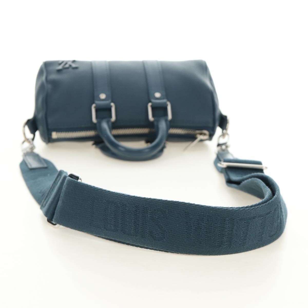 LOUIS VUITTON Aerogram Keepall XS Bag Leather Blue M81003 LV Auth 189893M